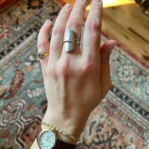 Sterling silver ginkgo leaf ring handmade in Greece